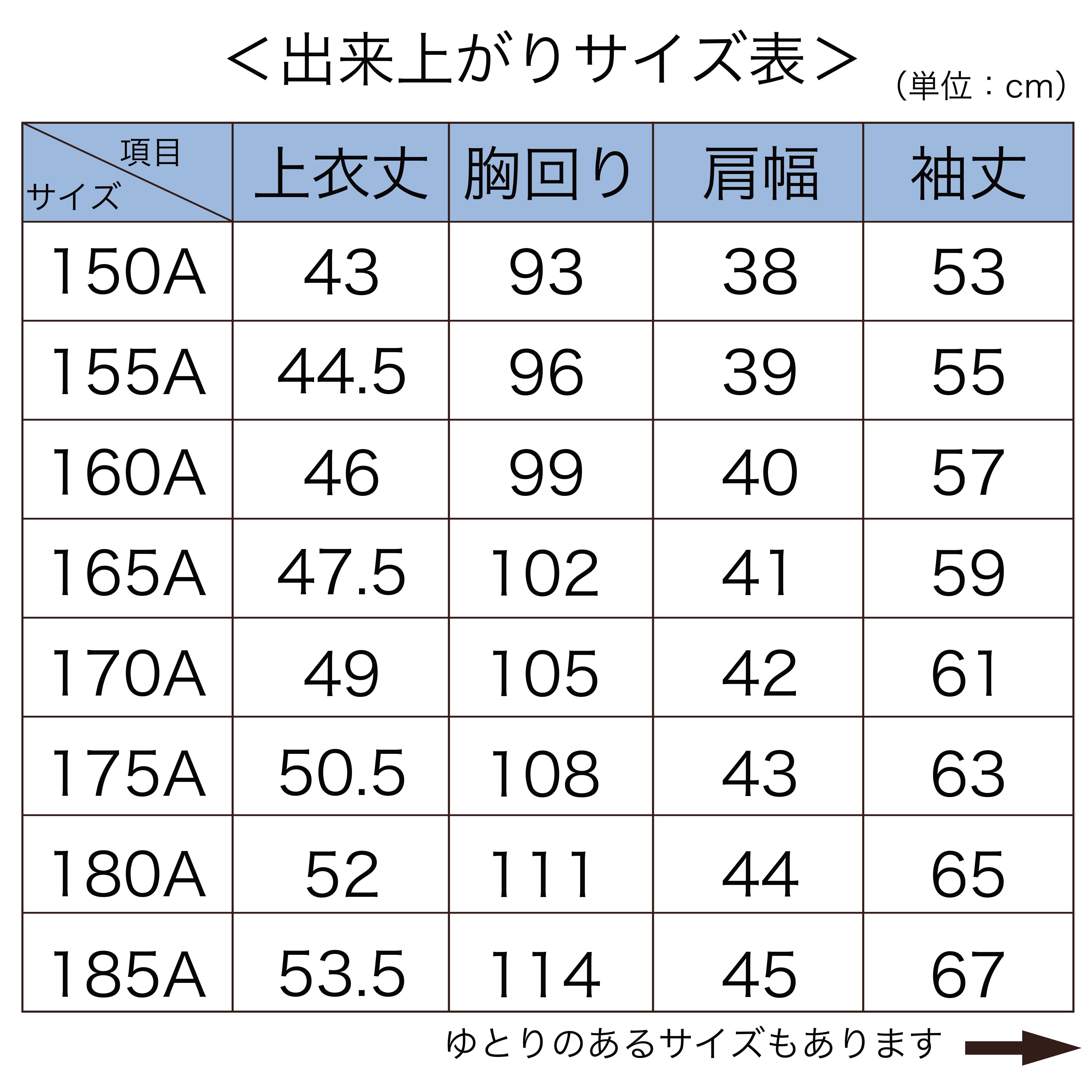 サイズ表