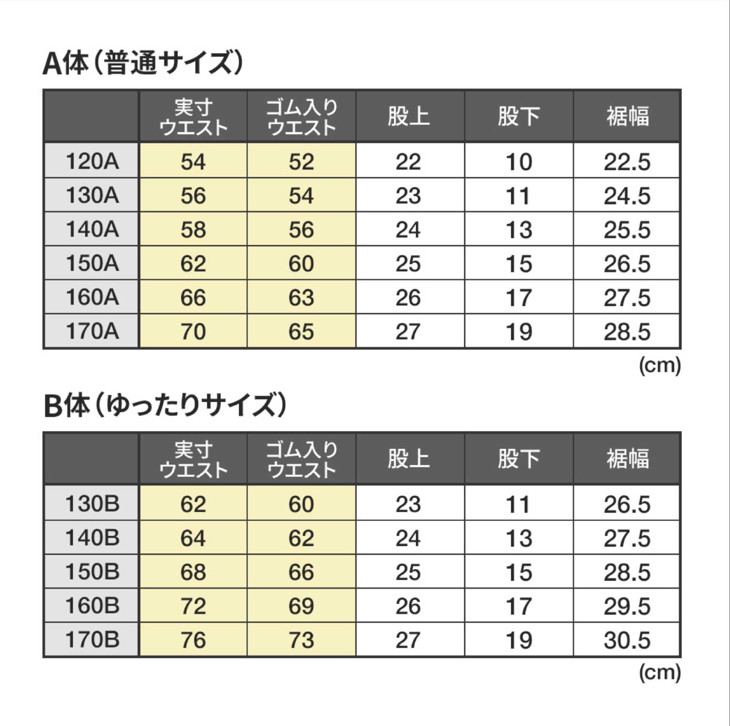 サイズ表