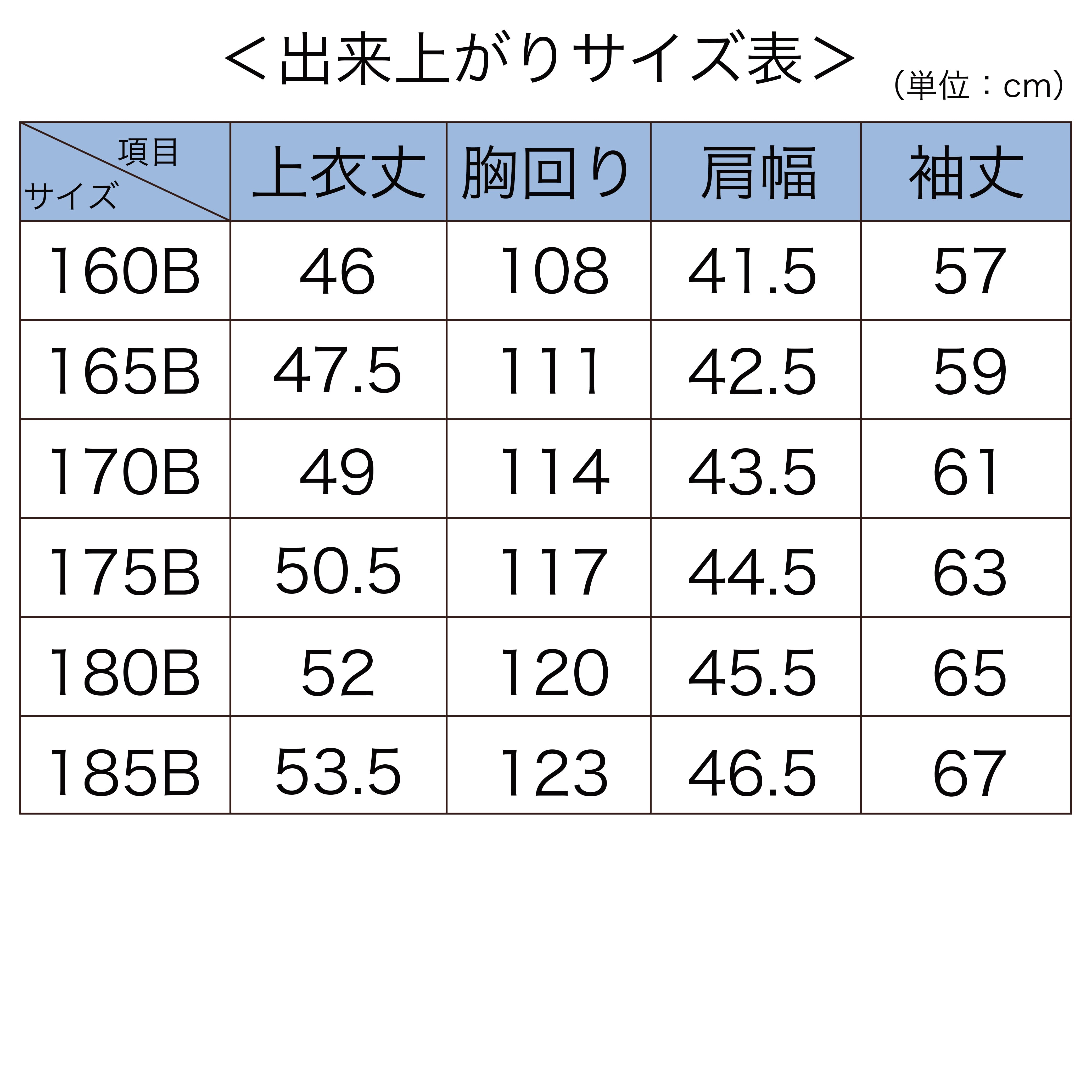 サイズ表