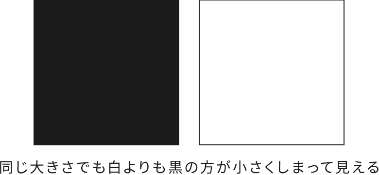 同じ大きさでも白よりも黒の方が小さくしまって見える